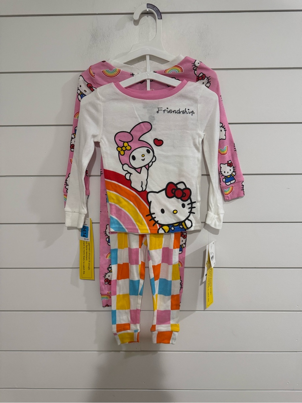 Sanrio Hello Kitty & My Melody Kids Pajama Set - White, Pink, Rainbow